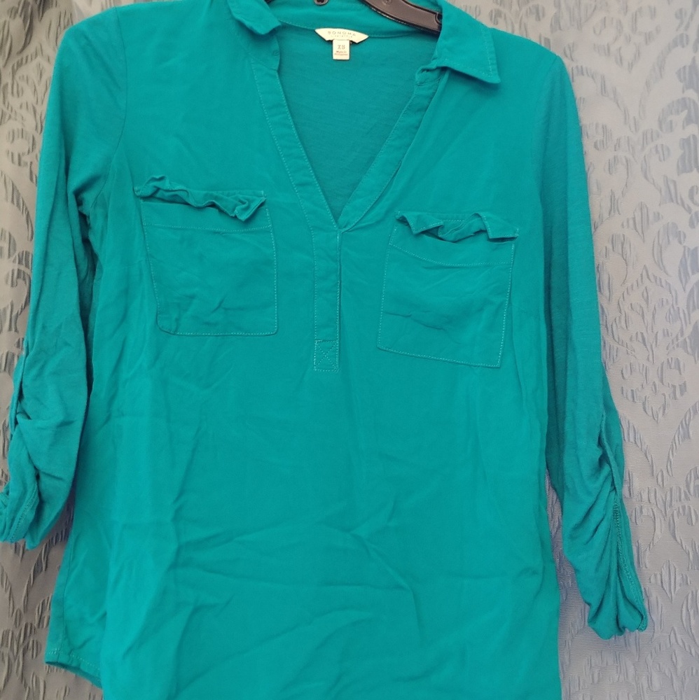 Sonoma Roll Tab Long Sleeve Blouse